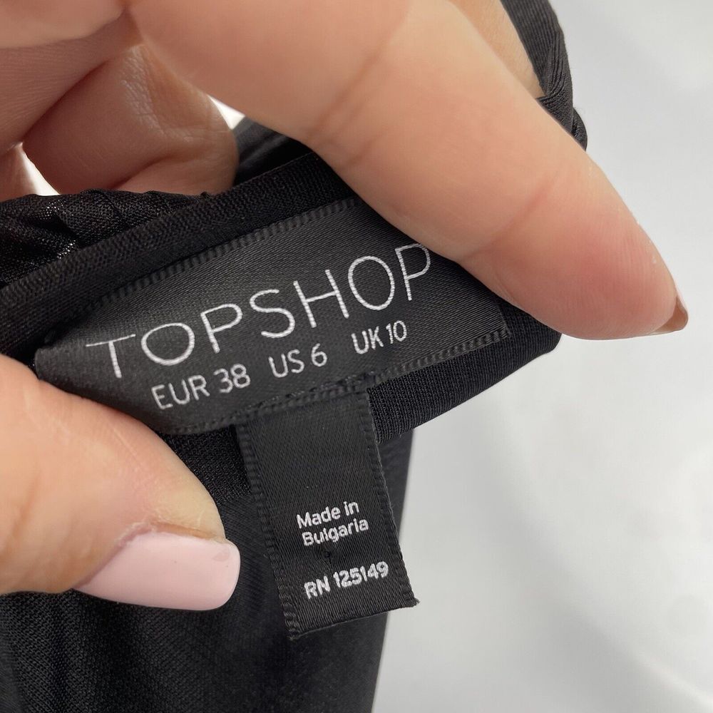Topshop Womens Blouse Black Pleated Toga‎ Top One Shoulder Bat Sleeve Size US 6 - Picture 6 of 6